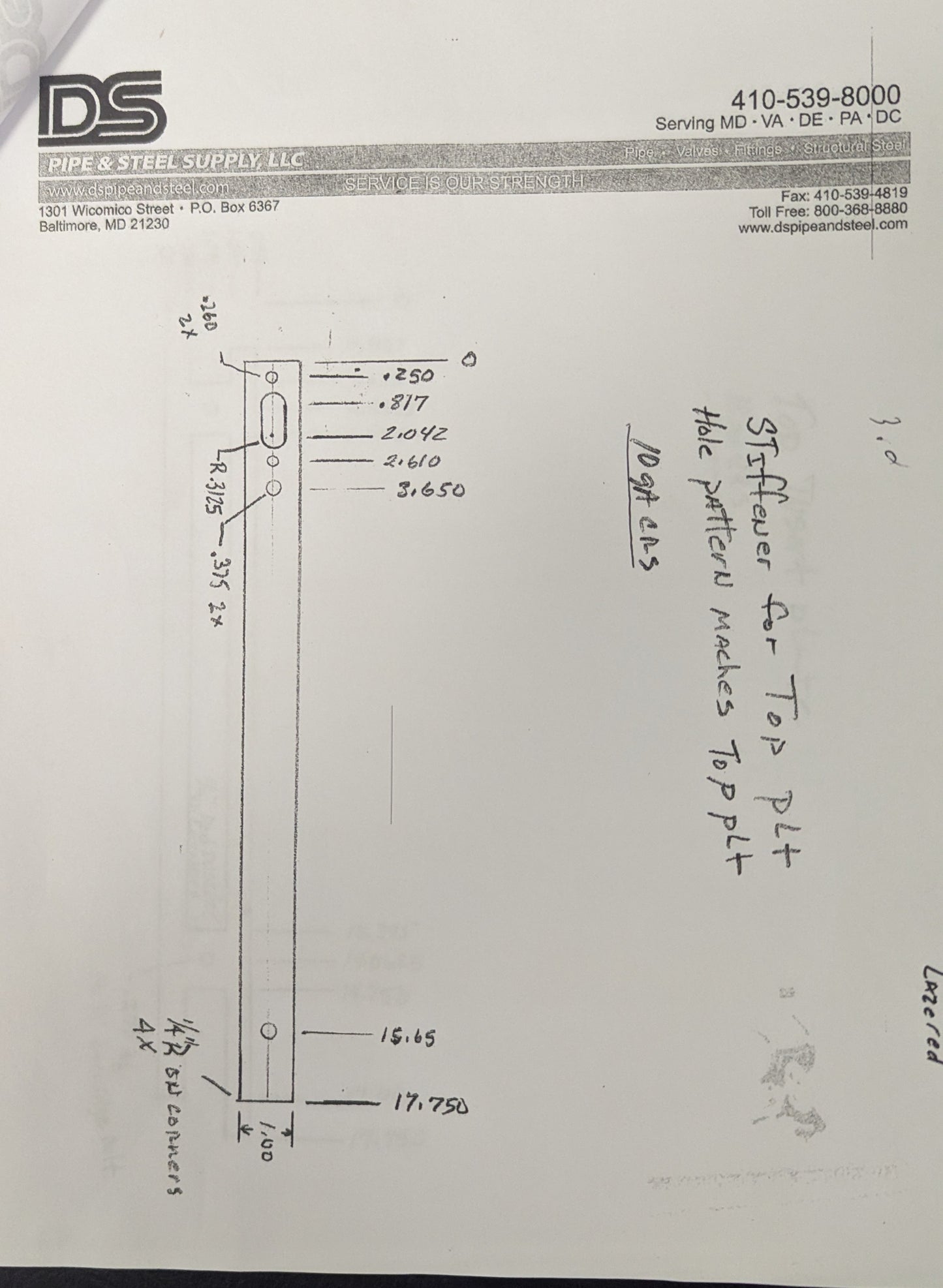 E&W Stiffener for Top Plate